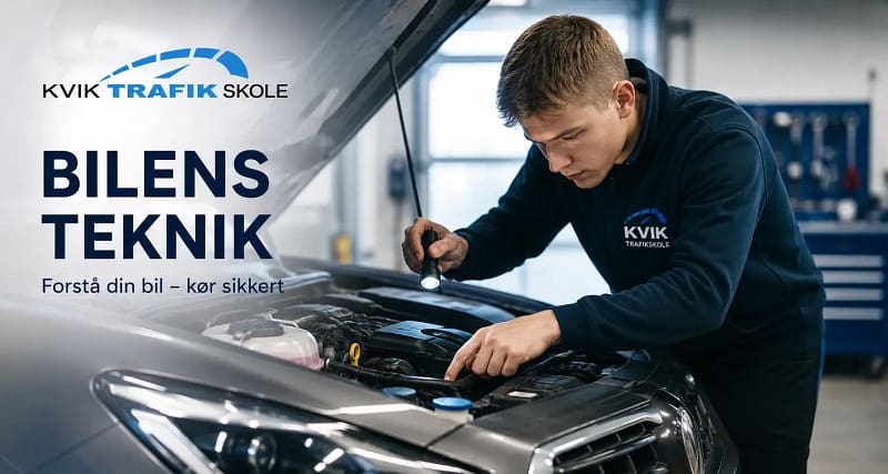 Bilens teknik hos Kvik Trafikskole – lær om bilens kontroludstyr og sikkerhed